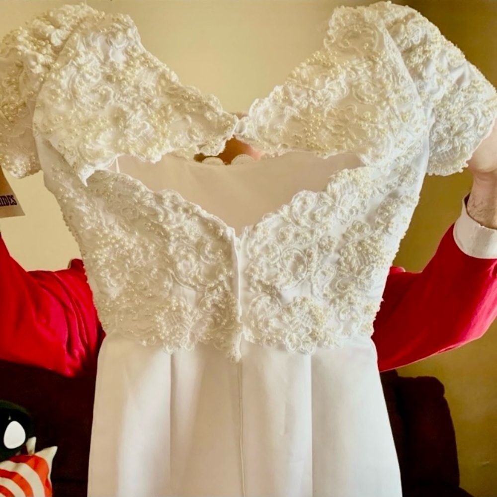 Elegant White Lace Wedding Dress by Amy Lee Hilton Bridal Size 4 - Picture 13 of 15